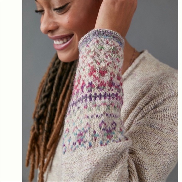 Anthropologie PILCRO Drew Fair Isle Surplice Sweater XS - Picture 4 of 14